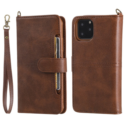 For iPhone 11 Pro Max Multifunctional Detachable Magnetic Horizontal Flip Leather Case with Card Slots & Holder & Wallet & Photo Frame(Coffee)-garmade.com