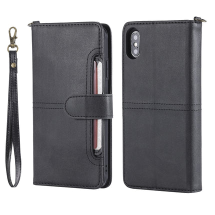 For iPhone XS Max Multifunctional Detachable Magnetic Horizontal Flip Leather Case with Card Slots & Holder & Wallet & Photo Frame(Black)-garmade.com