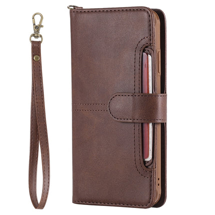 For iPhone XS Max Multifunctional Detachable Magnetic Horizontal Flip Leather Case with Card Slots & Holder & Wallet & Photo Frame(Coffee)-garmade.com