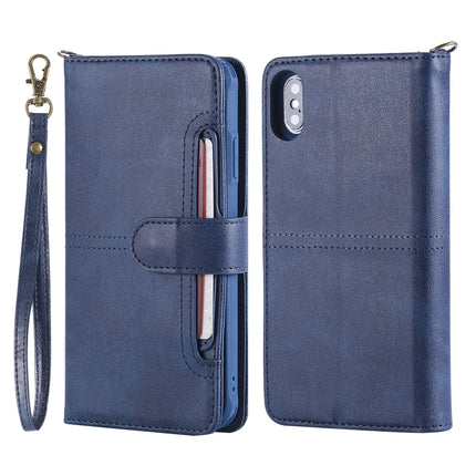 For iPhone XS Max Multifunctional Detachable Magnetic Horizontal Flip Leather Case with Card Slots & Holder & Wallet & Photo Frame(Blue)-garmade.com
