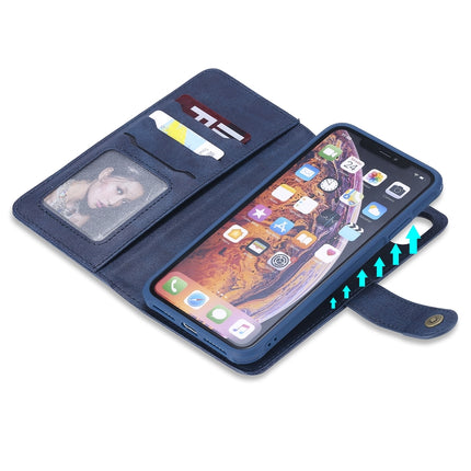 For iPhone XS Max Multifunctional Detachable Magnetic Horizontal Flip Leather Case with Card Slots & Holder & Wallet & Photo Frame(Blue)-garmade.com