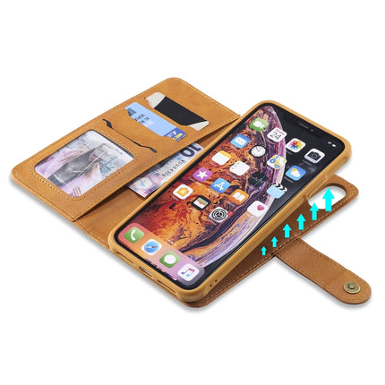 For iPhone XS Max Multifunctional Detachable Magnetic Horizontal Flip Leather Case with Card Slots & Holder & Wallet & Photo Frame(Brown)-garmade.com