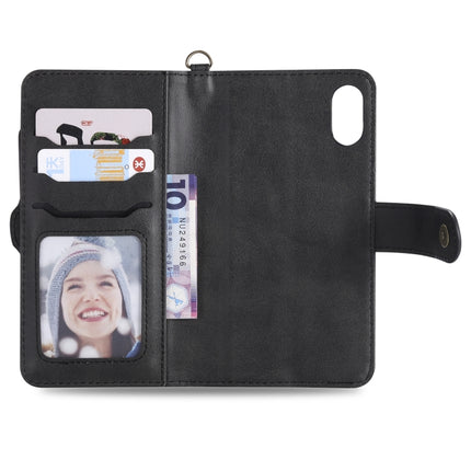 For iPhone X / XS Multifunctional Detachable Magnetic Horizontal Flip Leather Case with Card Slots & Holder & Wallet & Photo Frame(Black)-garmade.com