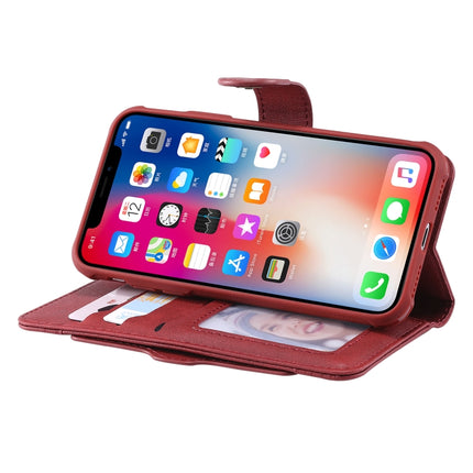 For iPhone X / XS Multifunctional Detachable Magnetic Horizontal Flip Leather Case with Card Slots & Holder & Wallet & Photo Frame(Red)-garmade.com