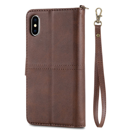 For iPhone X / XS Multifunctional Detachable Magnetic Horizontal Flip Leather Case with Card Slots & Holder & Wallet & Photo Frame(Coffee)-garmade.com