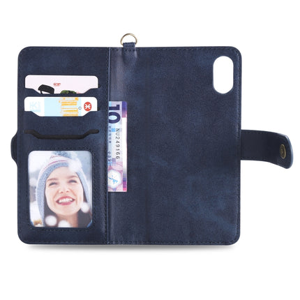 For iPhone X / XS Multifunctional Detachable Magnetic Horizontal Flip Leather Case with Card Slots & Holder & Wallet & Photo Frame(Blue)-garmade.com