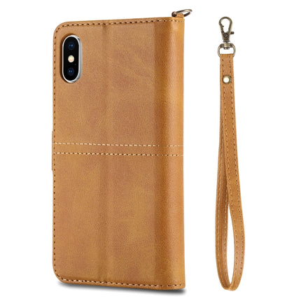 For iPhone X / XS Multifunctional Detachable Magnetic Horizontal Flip Leather Case with Card Slots & Holder & Wallet & Photo Frame(Brown)-garmade.com