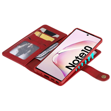 For Galaxy Note 10 Multifunctional Detachable Magnetic Horizontal Flip Leather Case with Card Slots & Holder & Wallet & Photo Frame(Red)-garmade.com