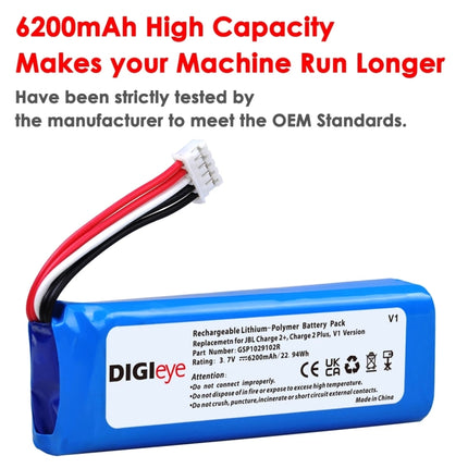 For JBL Charger 2+/Charge 2 plus/V1 Version 6200mAh GSP1029102R Battery Replacement-garmade.com