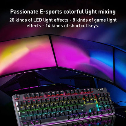 FOREV FVQ302 Mixed Color Wired Mechanical Gaming Illuminated Keyboard(White Yellow)-garmade.com