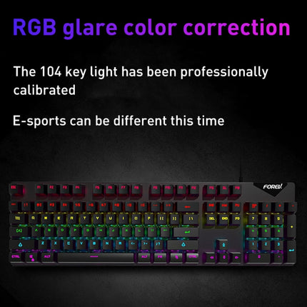 FOREV FVQ302 Mixed Color Wired Mechanical Gaming Illuminated Keyboard(White Green)-garmade.com