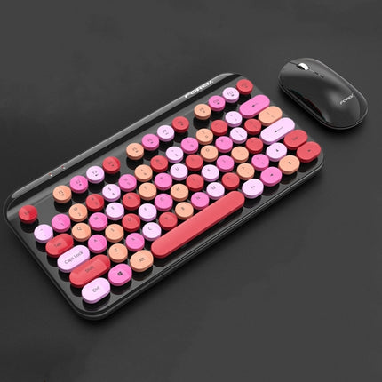 FOREV FFVWI9 Mixed Color Portable 2.4G Wireless Keyboard Mouse Set(Red)-garmade.com