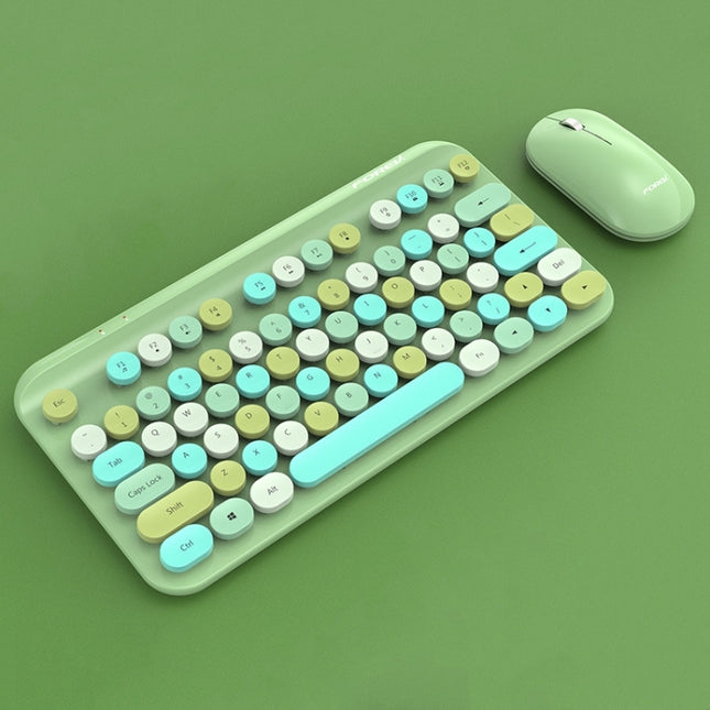 FOREV FFVWI9 Mixed Color Portable 2.4G Wireless Keyboard Mouse Set(Green)-garmade.com