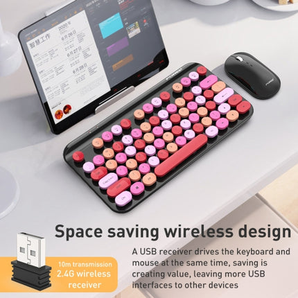 FOREV FFVWI9 Mixed Color Portable 2.4G Wireless Keyboard Mouse Set(Green)-garmade.com