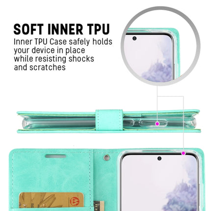 For Galaxy S20 Plus GOOSPERY Mansoor Series Crazy Horse Texture Horizontal Flip Leather Case With Bracket & Card Slot & Wallet(Mint Green)-garmade.com