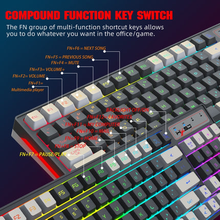 HXSJ L900 RGB Backlit Two-color Injection Keycaps 2.4G Wireless Keyboard-garmade.com
