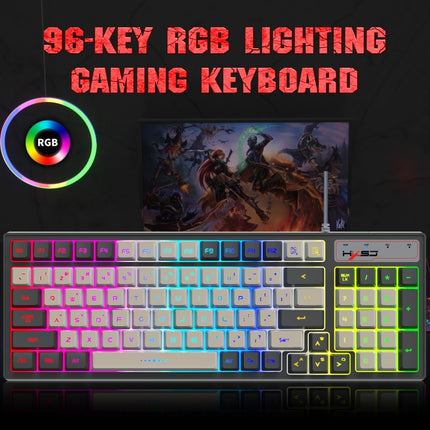 HXSJ V600 96-key RGB Backlit Dual-color Injection-molded Wired Gaming Keyboard-garmade.com