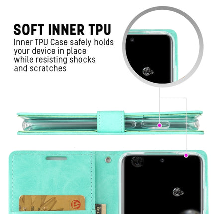 For Galaxy S20 Ultra GOOSPERY BLUE MOON DIARY Crazy Horse Texture Horizontal Flip Leather Case With Bracket & Card Slot & Wallet(Mint Green)-garmade.com