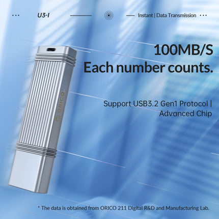 ORICO 64GB Type-C USB3.2 Gen1 USB Flash Drive, Read 260MB/s, Write 50MB/s (Silver)-garmade.com