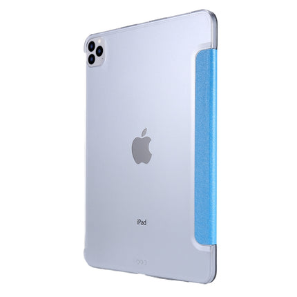 For iPad Pro 11(2020) TPU Silk Texture Three-fold Horizontal Flip Leather Tablet Case with Holder(Light Blue)-garmade.com