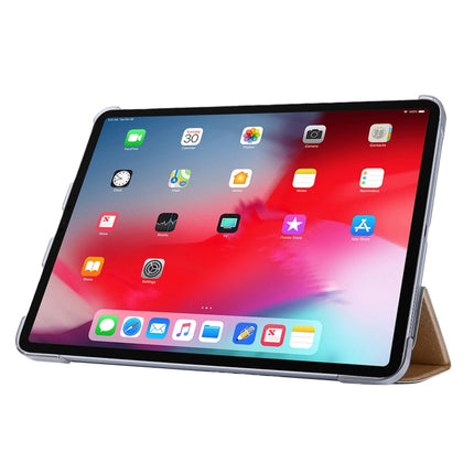 For iPad Pro 11(2020) TPU Silk Texture Three-fold Horizontal Flip Leather Tablet Case with Holder(Gold)-garmade.com