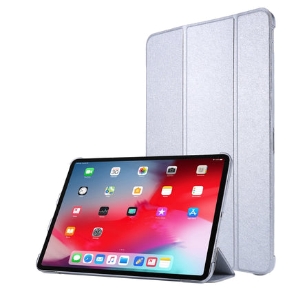 For iPad Pro 11(2020) TPU Silk Texture Three-fold Horizontal Flip Leather Tablet Case with Holder(Silver)-garmade.com