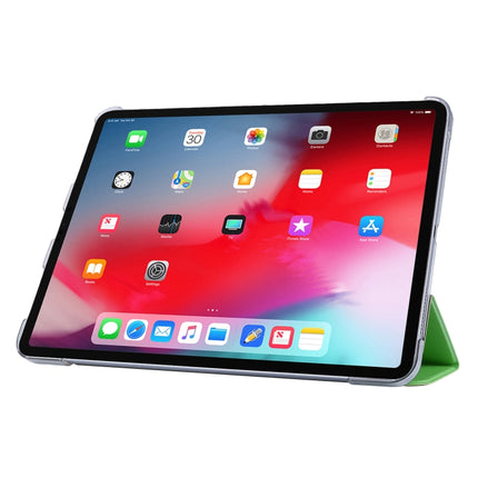 For iPad Pro 12.9 (2020) TPU Silk Texture Three-fold Horizontal Flip Leather Tablet Case with Holder(Green)-garmade.com