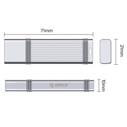 ORICO USB Solid State Flash Drive, Read: 520MB/s, Write: 450MB/s, Memory:256GB, Port:Type-C(Silver)-garmade.com