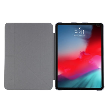For iPad Pro 11 (2020) Silk Texture Horizontal Deformation Flip Leather Tablet Case with Three-folding Holder(Light Blue)-garmade.com