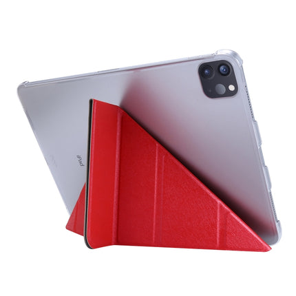 For iPad Pro 11 (2020) Silk Texture Horizontal Deformation Flip Leather Tablet Case with Three-folding Holder(Red)-garmade.com
