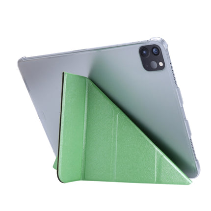 For iPad Pro 11 (2020) Silk Texture Horizontal Deformation Flip Leather Tablet Case with Three-folding Holder(Green)-garmade.com