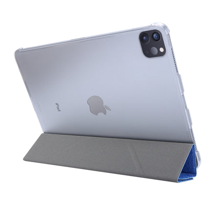 For iPad Pro 11 (2020) Silk Texture Horizontal Deformation Flip Leather Tablet Case with Three-folding Holder(Blue)-garmade.com