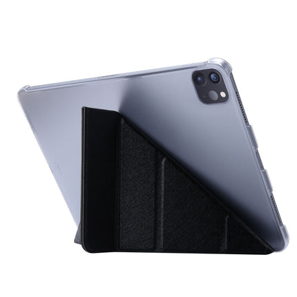 For iPad Pro 12.9 (2020) Silk Texture Horizontal Deformation Flip Leather Tablet Case with Three-folding Holder(Black)-garmade.com