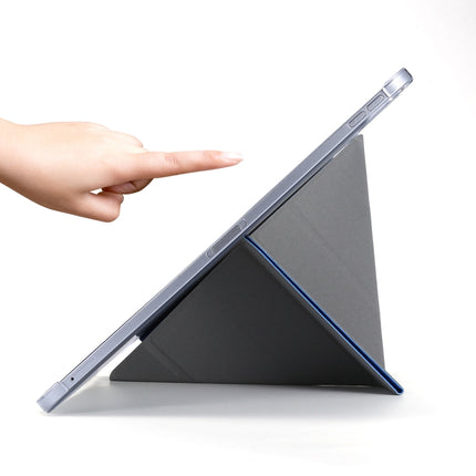 For iPad Pro 12.9 (2020) Silk Texture Horizontal Deformation Flip Leather Tablet Case with Three-folding Holder(Light Blue)-garmade.com