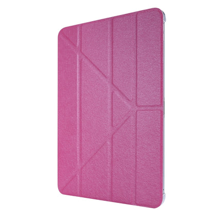 For iPad Pro 12.9 (2020) Silk Texture Horizontal Deformation Flip Leather Tablet Case with Three-folding Holder(Rose Red)-garmade.com