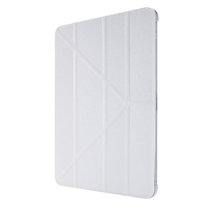 For iPad Pro 12.9 (2020) Silk Texture Horizontal Deformation Flip Leather Tablet Case with Three-folding Holder(White)-garmade.com