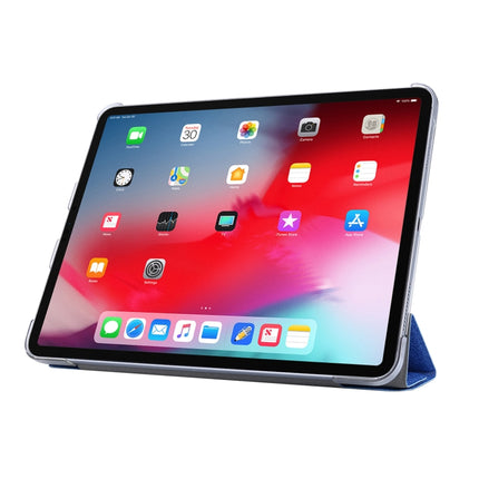 For iPad Pro 12.9 (2020) Silk Texture Horizontal Deformation Flip Leather Tablet Case with Three-folding Holder(Blue)-garmade.com
