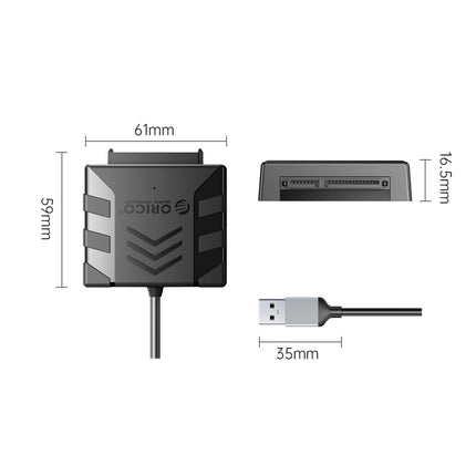 ORICO UTS1 USB 3.0 2.5-inch SATA HDD Adapter with 12V 2A Power Adapter, Cable Length:0.5m(UK Plug)-garmade.com