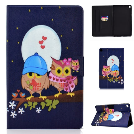 Electric Pressed Left Right Flat Feather Case with Sleep Function Pen Cover & Card Slot & Holder(Couple Owls)-garmade.com