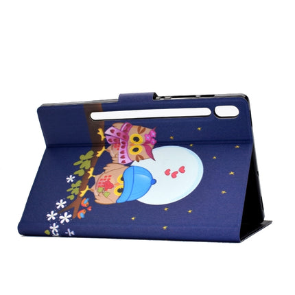 For Galaxy Tab S6 T860 Electric Pressed Left Right Flat Feather Case with Sleep Function Pen Cover & Card Slot & Holder(Couple Owls)-garmade.com