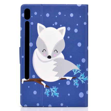 For Galaxy Tab S6 T860 Electric Pressed Left Right Flat Feather Case with Sleep Function Pen Cover & Card Slot & Holder(Arctic Fox)-garmade.com