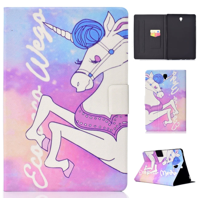 Electric Horizontal Flat Painted Leather Case with Pen Cover & Card Slot & Holder(Pink Horse)-garmade.com