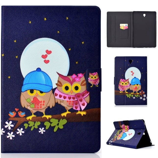 Electric Horizontal Flat Painted Leather Case with Pen Cover & Card Slot & Holder(Couple Owls)-garmade.com