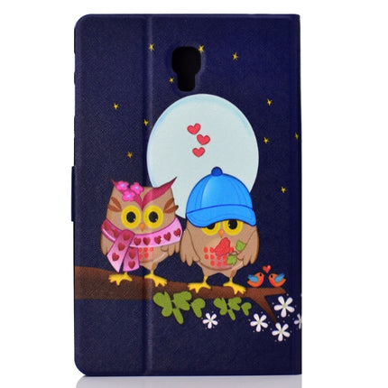 Electric Horizontal Flat Painted Leather Case with Pen Cover & Card Slot & Holder(Couple Owls)-garmade.com