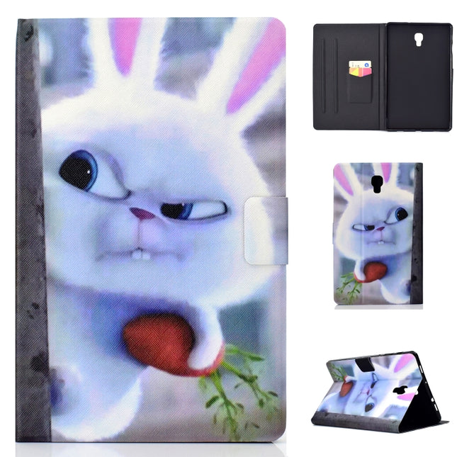 Electric Horizontal Flat Painted Leather Case with Pen Cover & Card Slot & Holder(White Rabbit)-garmade.com