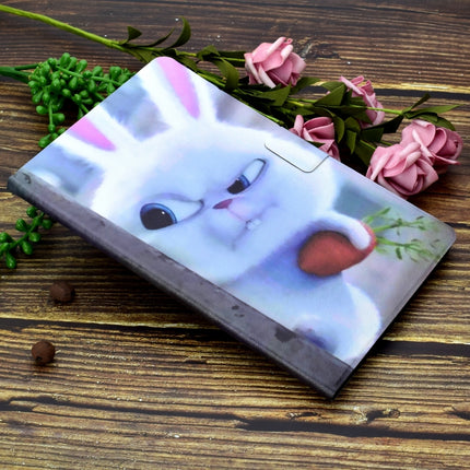 Electric Horizontal Flat Painted Leather Case with Pen Cover & Card Slot & Holder(White Rabbit)-garmade.com