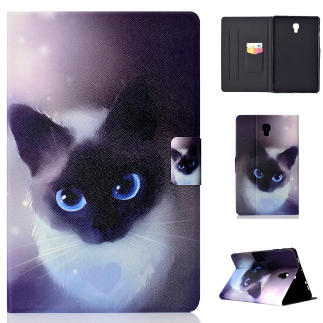 Electric Horizontal Flat Painted Leather Case with Pen Cover & Card Slot & Holder(Blue Eyed Cat)-garmade.com
