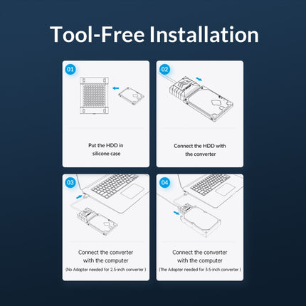 ORICO UTS1 Type-C / USB-C USB 3.0 2.5-inch SATA HDD Adapter with Silicone Case, Cable Length:0.5m-garmade.com