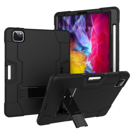 For iPad Pro 11 inch 2021 / 2020 Contrast Color Robot Shockproof Silicon + PC Protective Tablet Case with Holder & Pen Slot(Black)-garmade.com