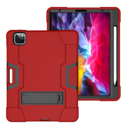 For iPad Pro 11 inch 2021 / 2020 Contrast Color Robot Shockproof Silicon + PC Protective Tablet Case with Holder & Pen Slot(Red + Black)-garmade.com
